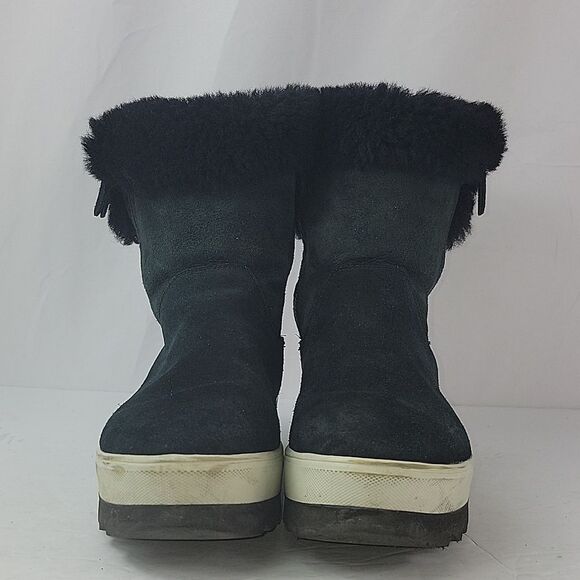 Cougar Shearling Vera Waterproof Platform Chelsea Black Suede Women's Boots - Picture 8 of 15